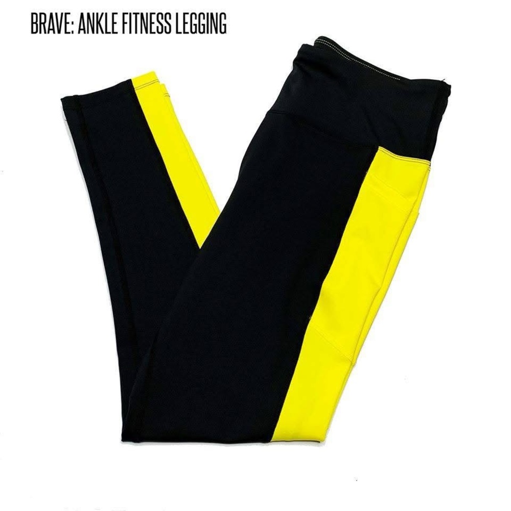 LuLaRoe Brave Athletic Leggings - Black and Yellow